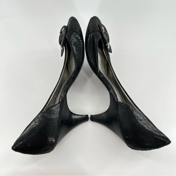 AK Anne Klein womens heels size 8.5 Roselyn black faux leather dorsay buckle - Picture 7 of 14